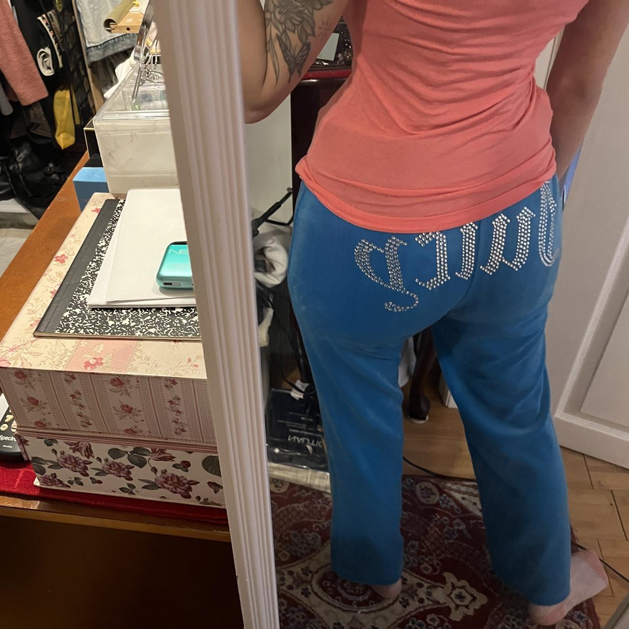 blue/turquoise modern juicy couture track pants...