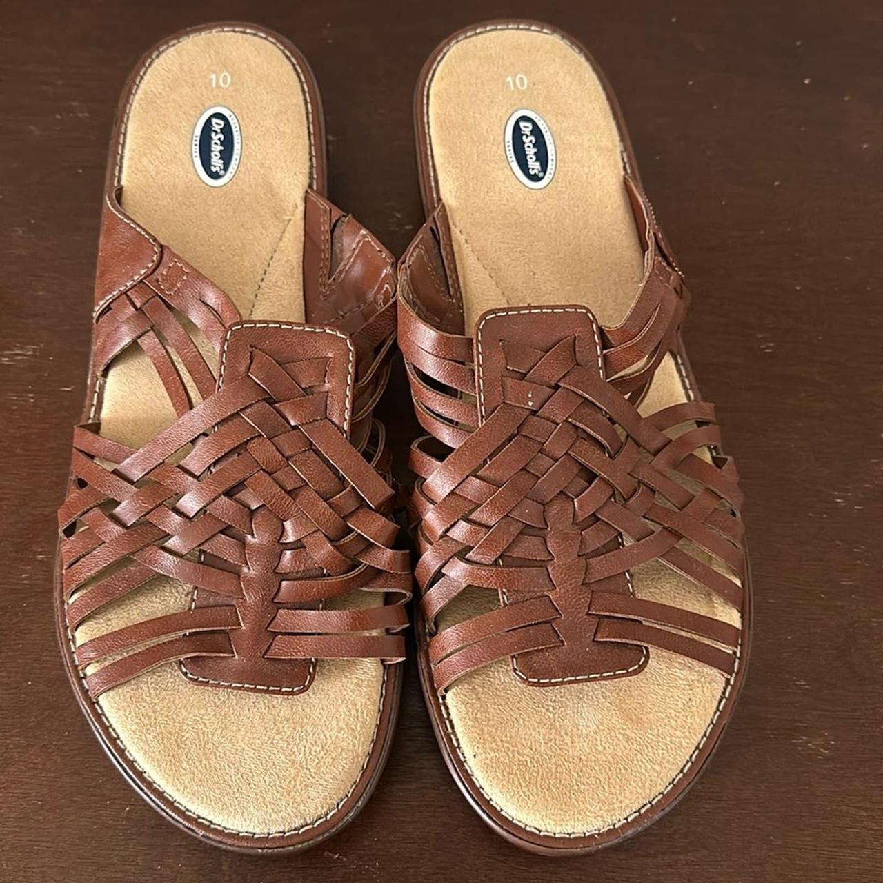 Dr. Scholl s Leather Weave Sandals Size 10 Comfort Depop