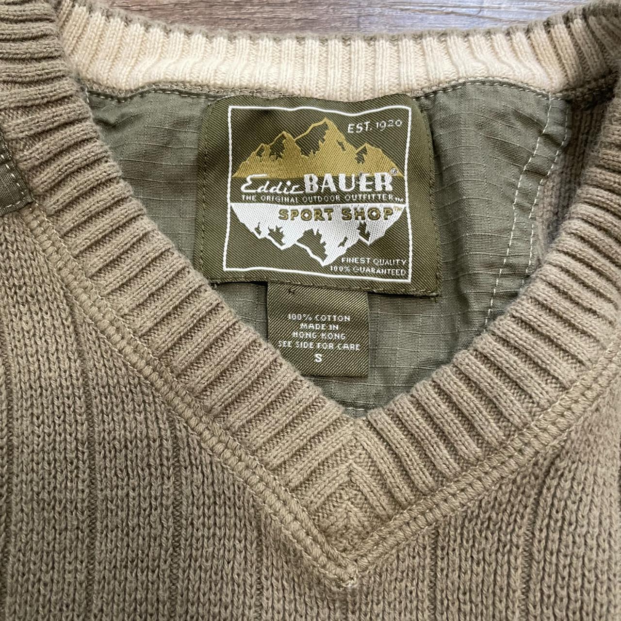 Vintage Eddie Bauer Men's Size Small Knit Olive... - Depop