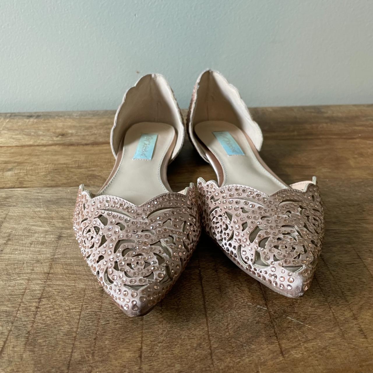 Betsey Johnson Sz 7 Lucy Blush Embellished Flats Depop