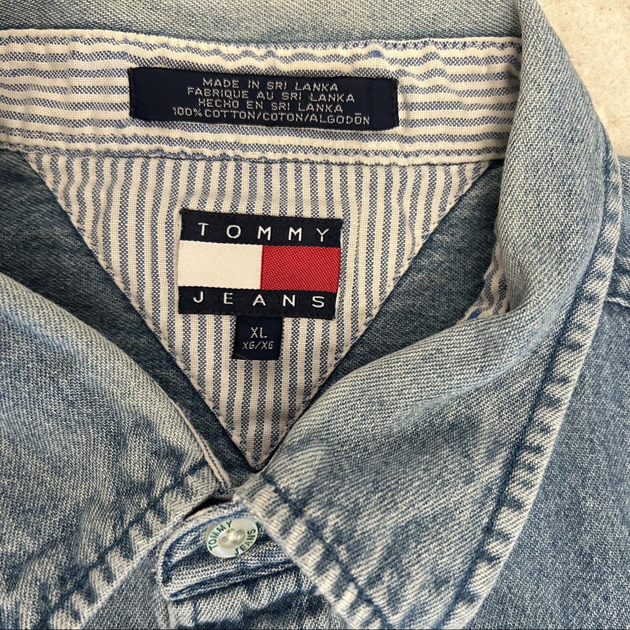 Vtg Tommy Jeans Long Sleeve Button Front Denim Blue... - Depop