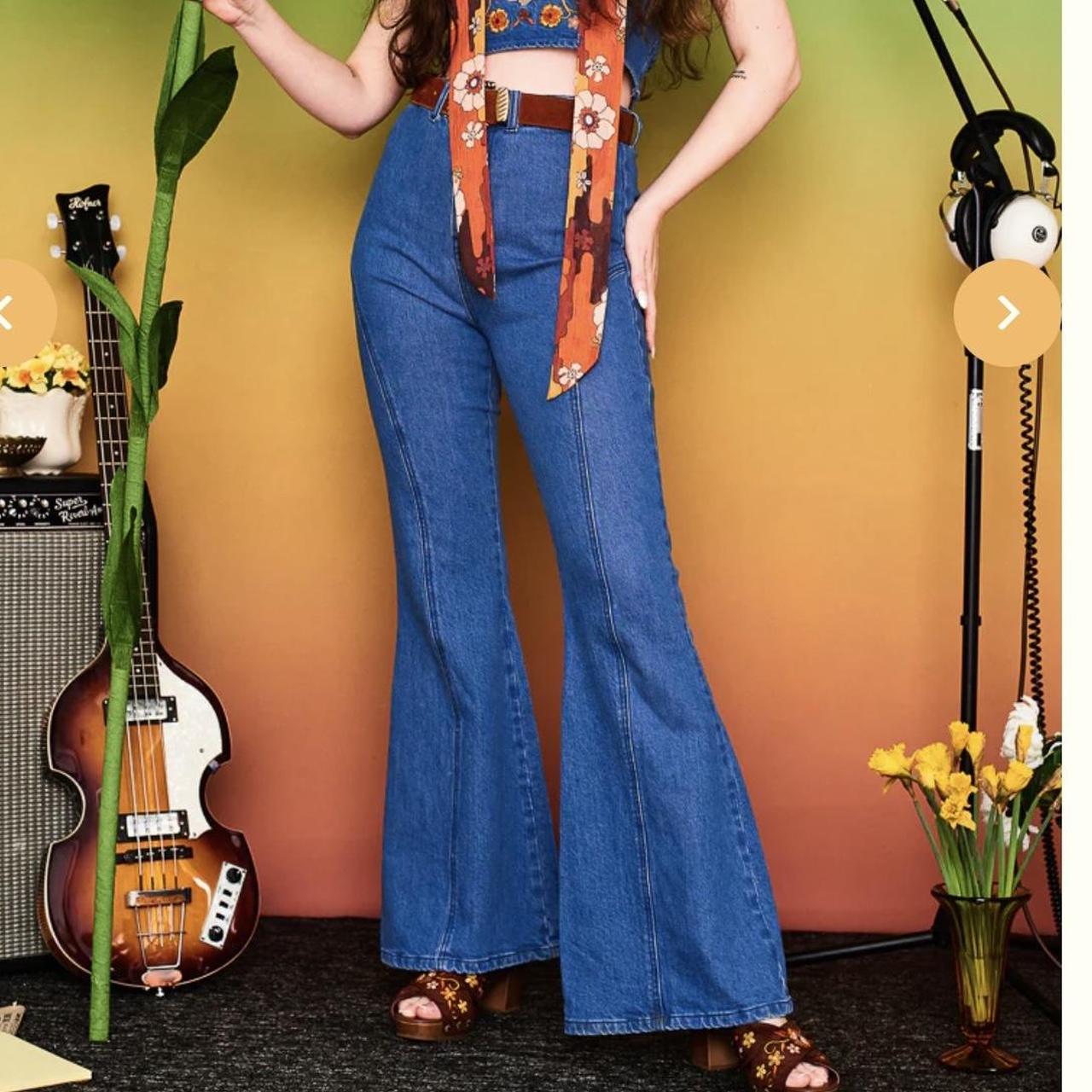 She's A Rainbow Embroidered Denim Flares – The Hippie Shake