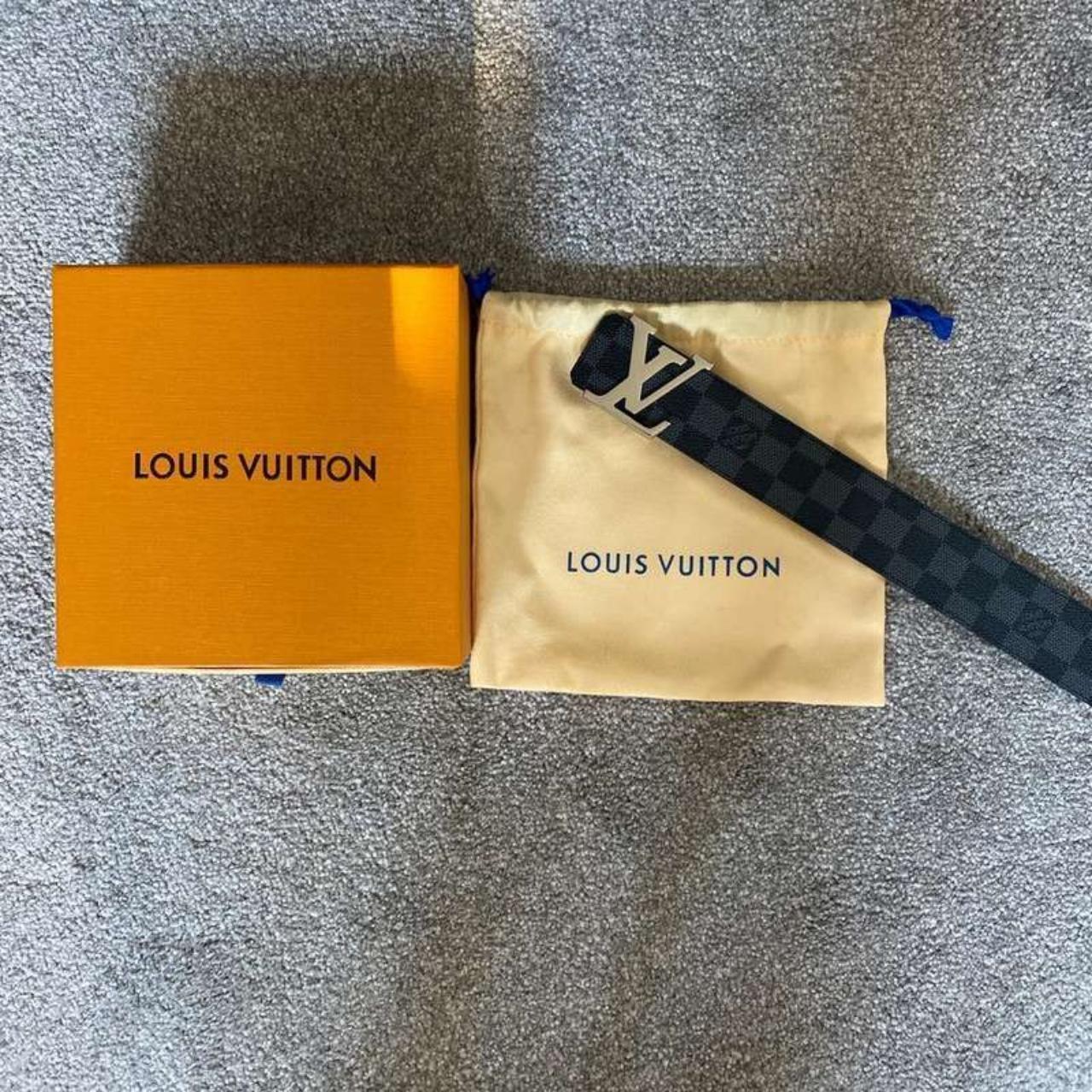 Louis Vuitton Men's Black and Silver Belt Depop