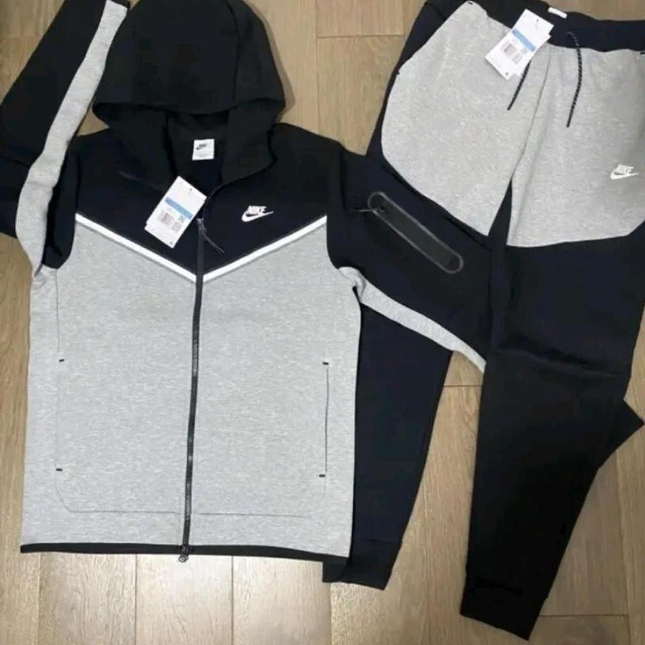 Tech Fleece Black And Grey Hoodie Tracksuit Mens... - Depop