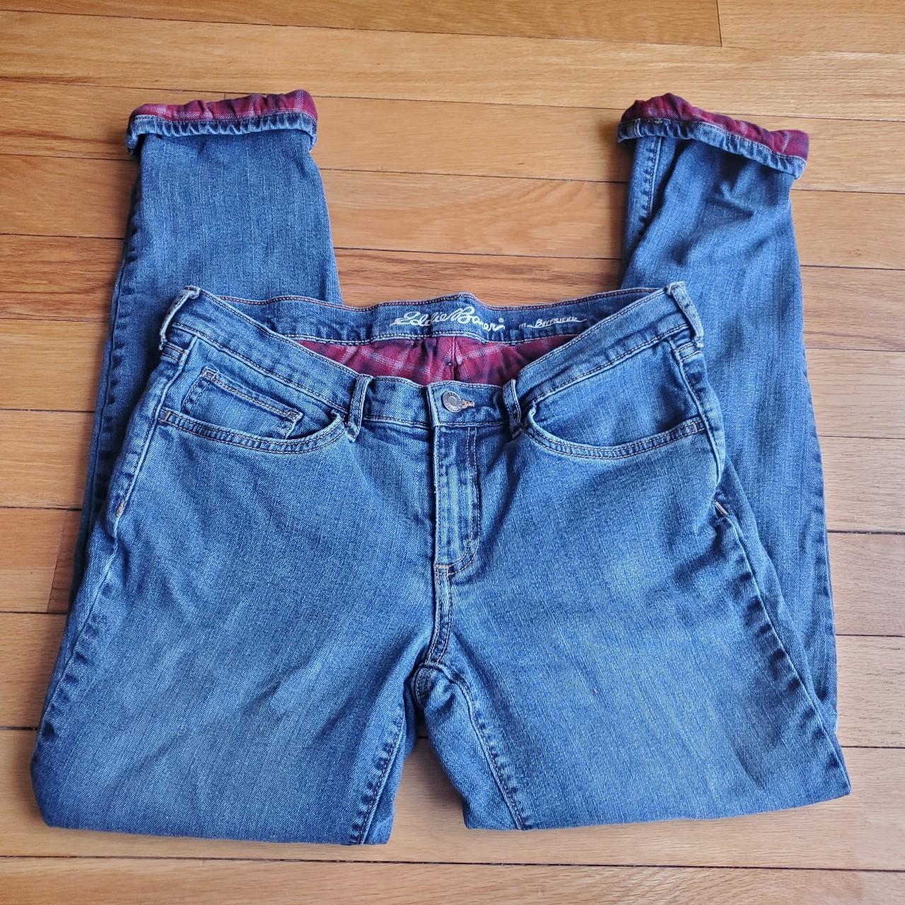 Eddie Bauer Boyfriend Flannel Lined Jeans Size 8... Depop