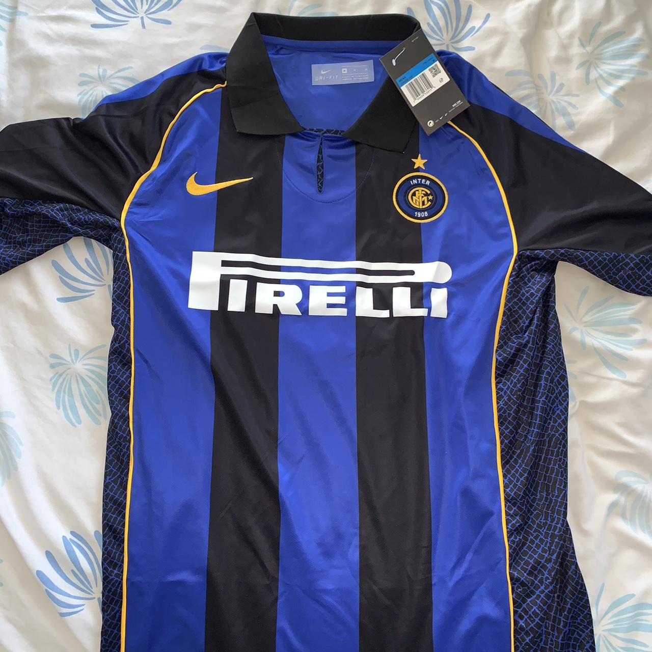 Authentic Dri Fit Inter Milan Pirelli Soccer Jersey Youth Large Nerazzurri  Toby