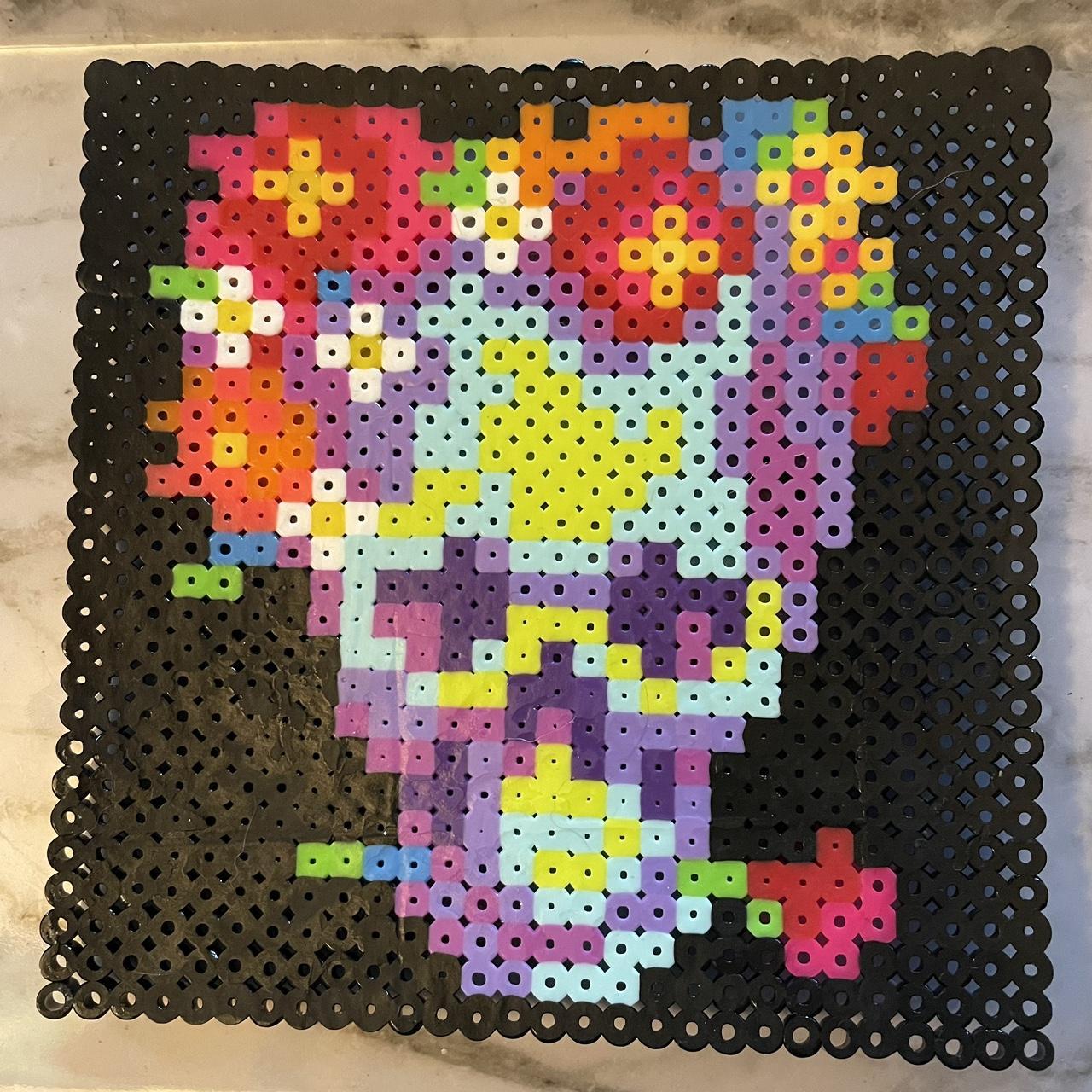 Flower Skull Perler Beads, 5 1/4” x 5