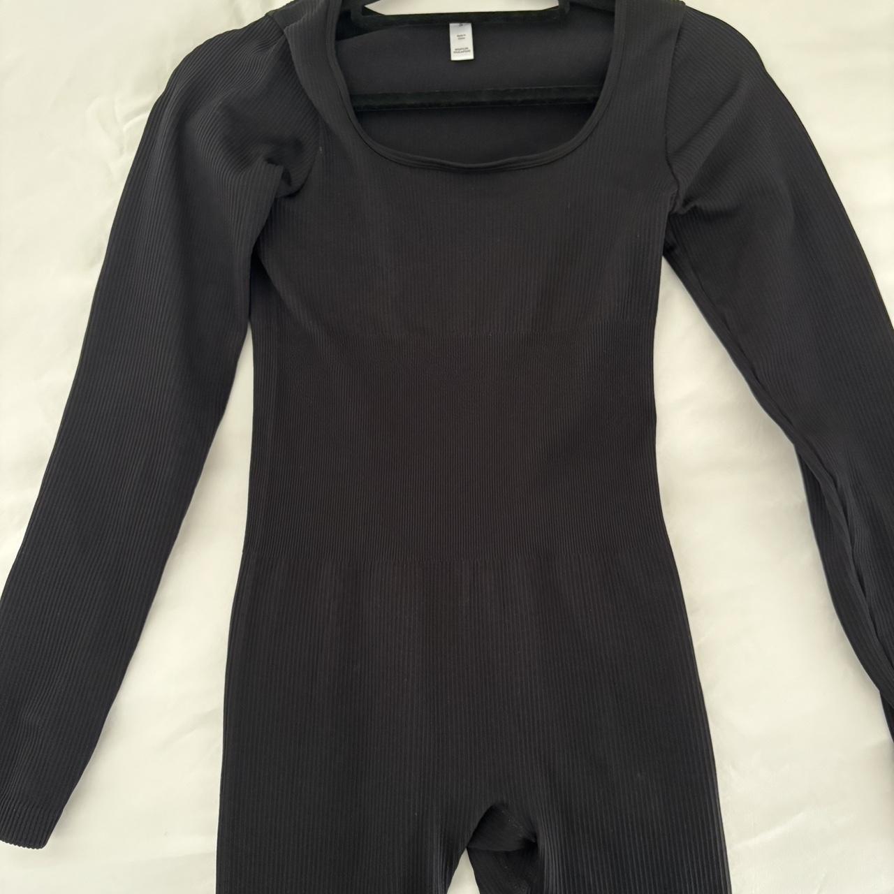Super cute black tight ribbed full body romper, it’s... Depop