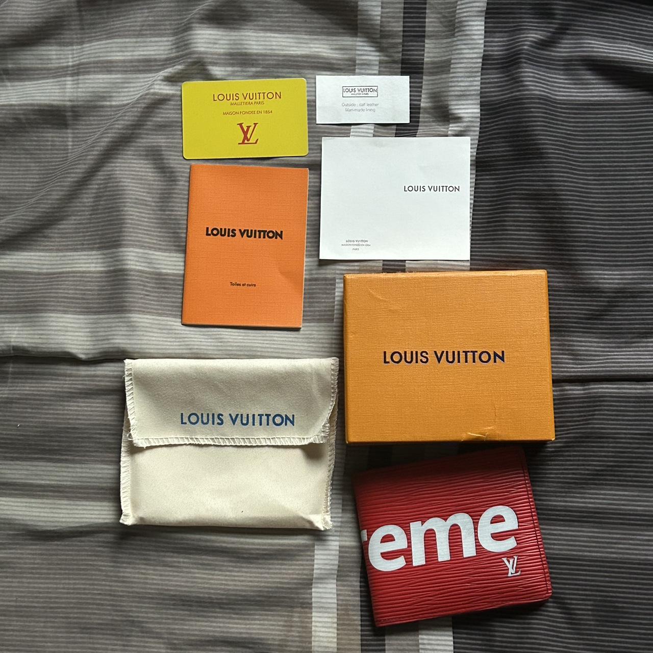 Men's Louis Vuitton x supreme slender wallet in red - Depop