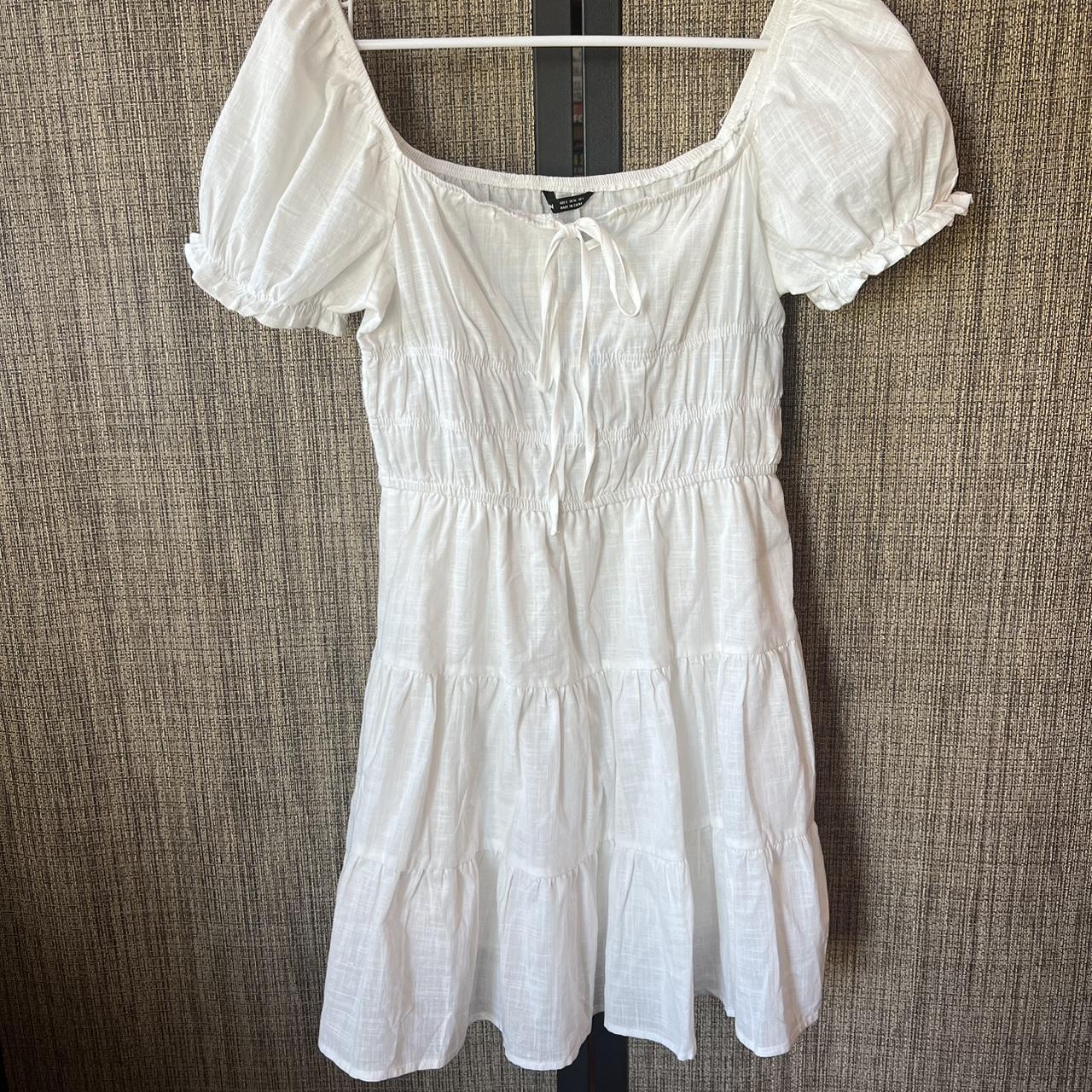 Puffy sleeves cute white dress @depop #depopfamous... - Depop