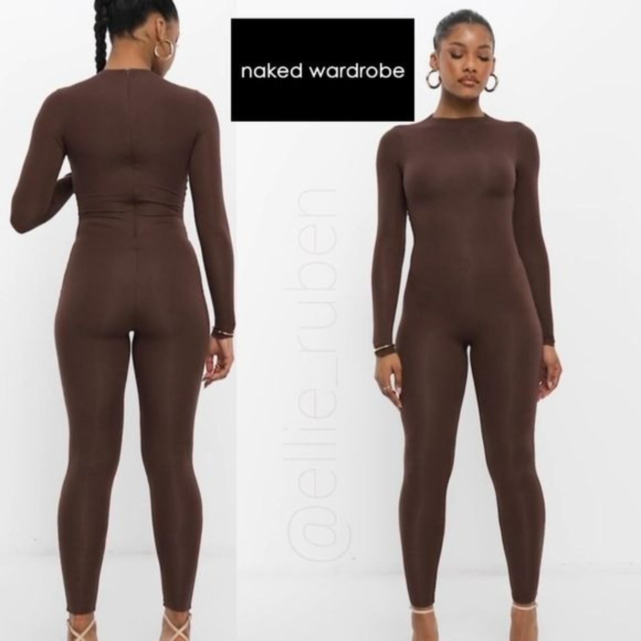 naked wardrobe The NW Sculpt Jumpsuit -Chocolate - Depop