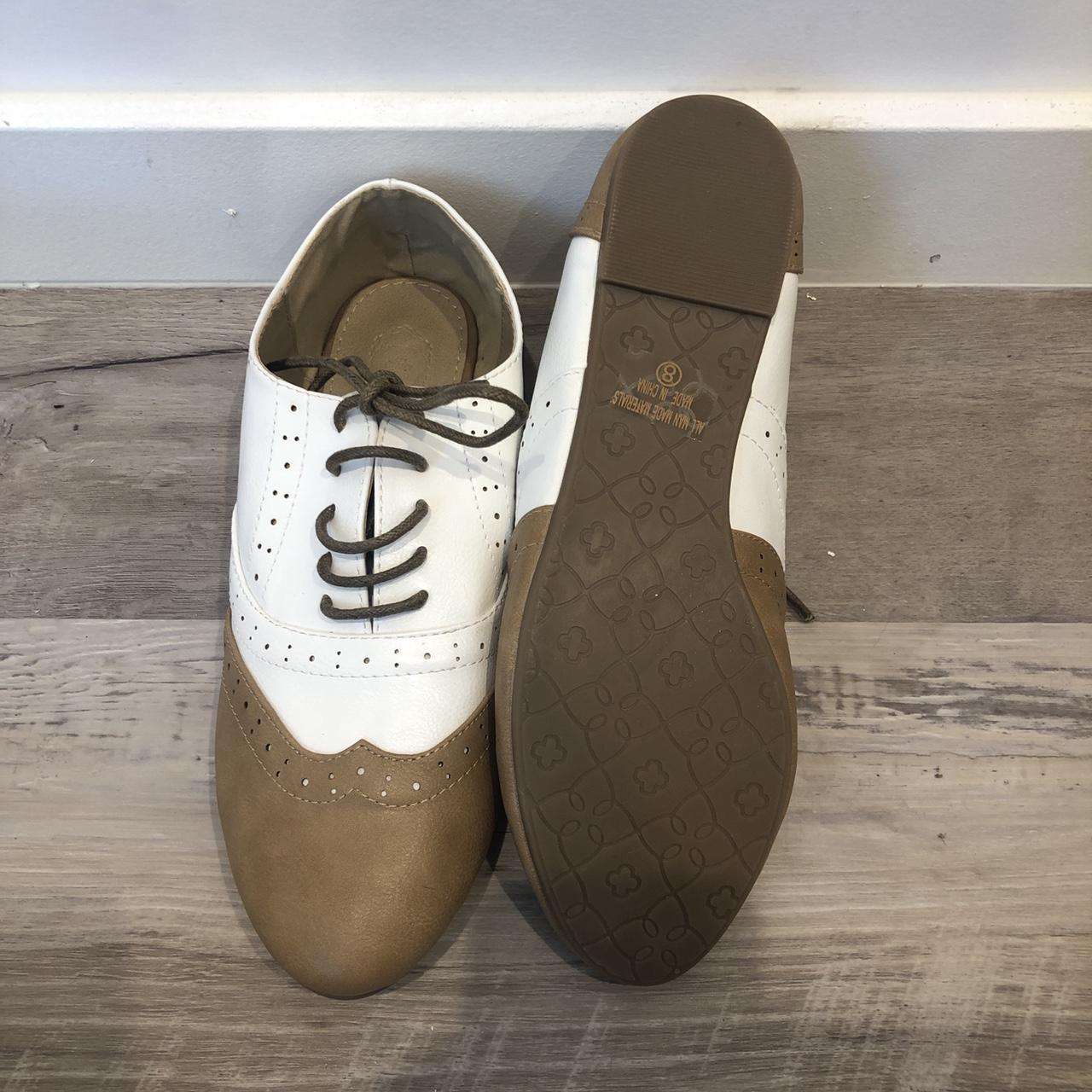 Tan and white Oxford shoes. Very casual with a | Depop