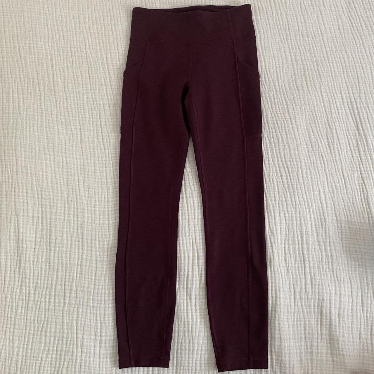 Red/burgundy lululemon leggings with pockets in - Depop