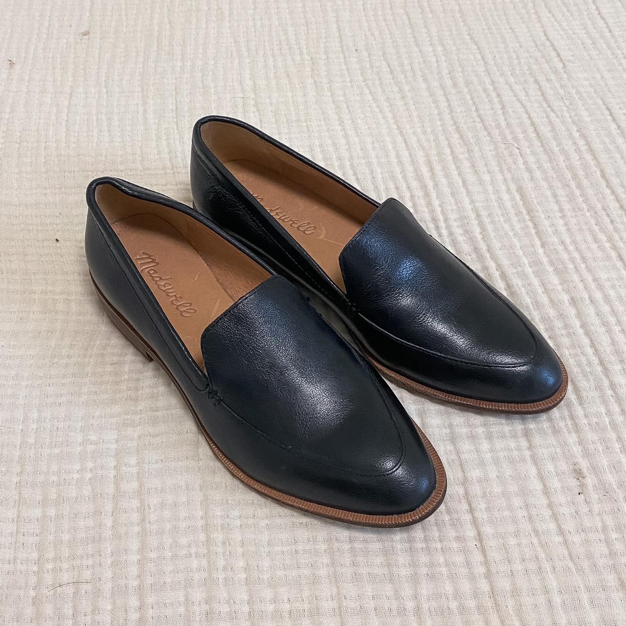 Madewell black leather the frances loafers size online 7.5