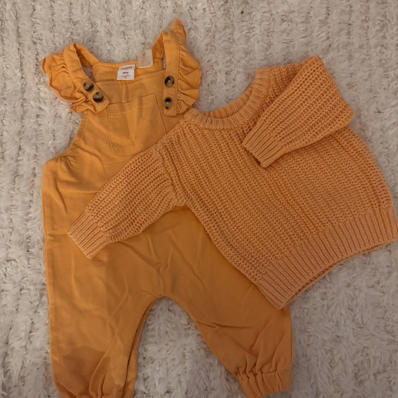 Seed baby Fluro Orange overalls and knit