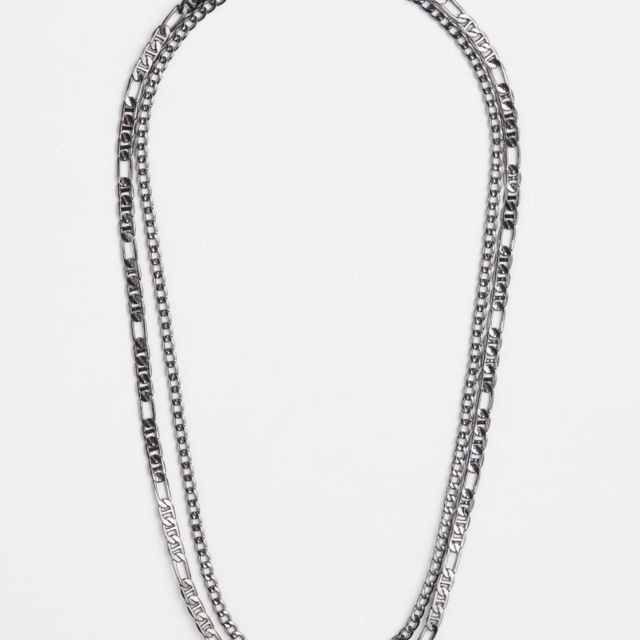 LAYERED DARK SILVER NECKLACE Depop