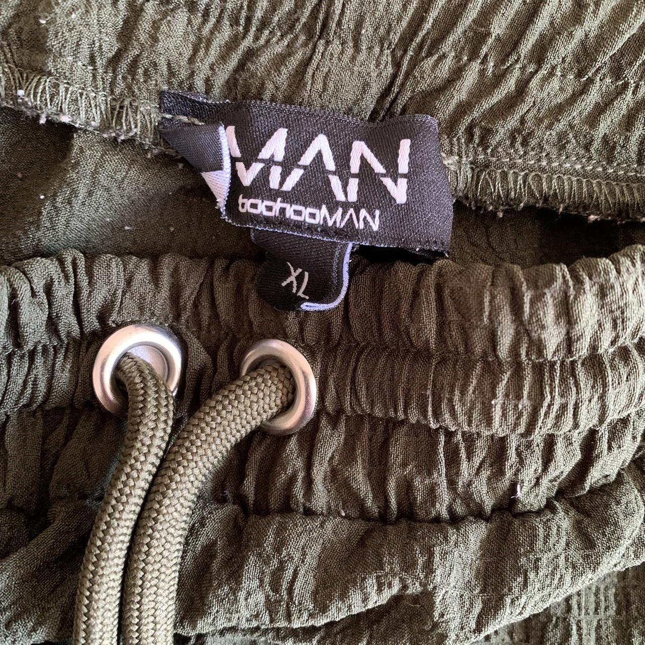 MENS GREEN LINEN STYLE SHORTS BOOHOOMAN Depop