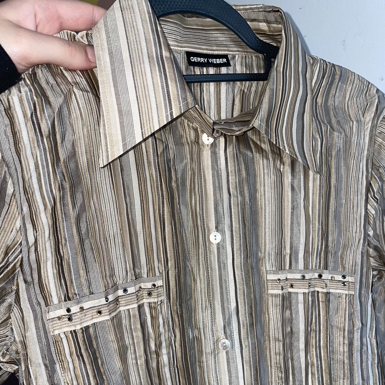 Vintage striped shirt with rhinestone detailing on... - Depop