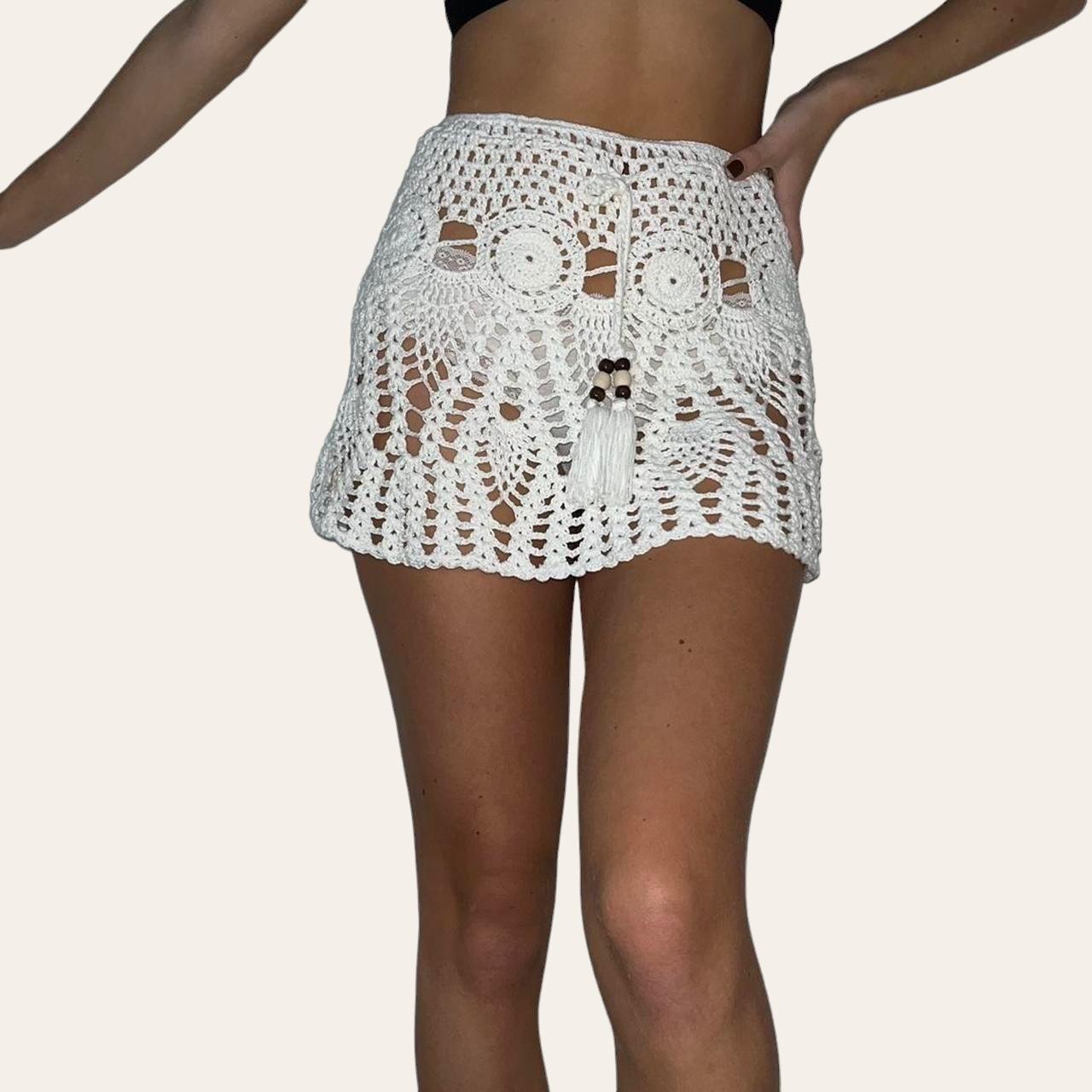 White Crochet Knit Skirt 🤍PRICING & POSTAGE £24... Depop