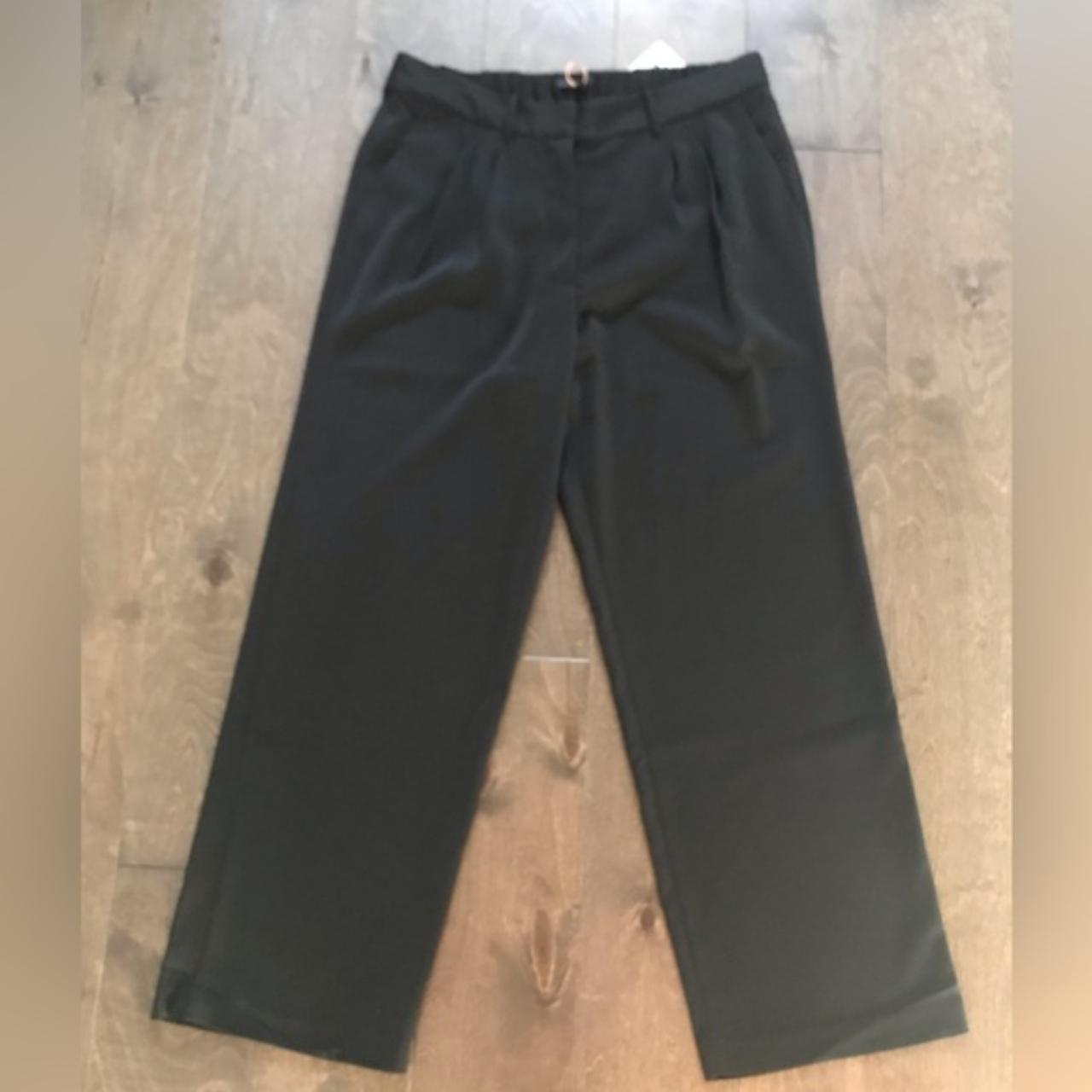 Quince Stretch Crepe Pleated Wide Leg Pant in Black - Depop