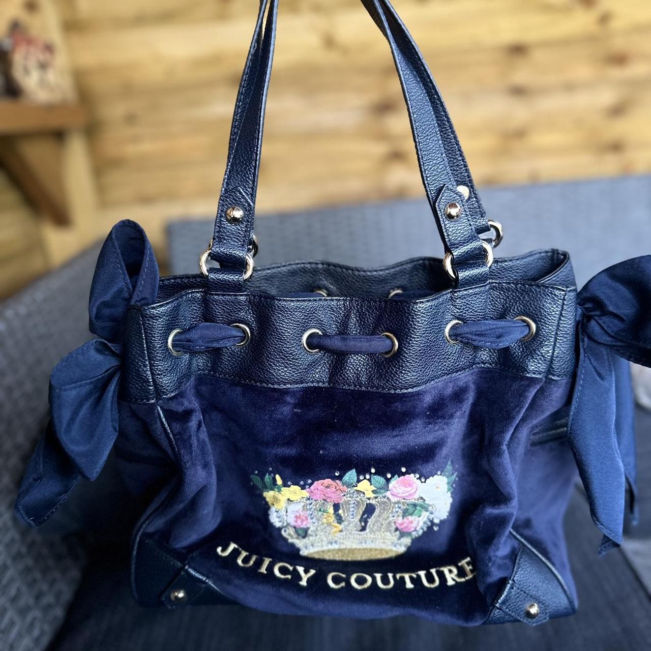 Juicy couture navy blue vintage embroidered bag. New... - Depop