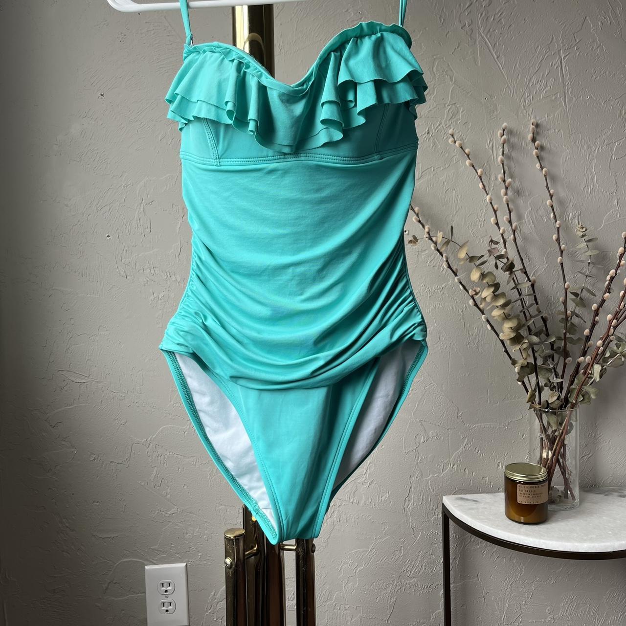 La Blanca Women's Green and Blue Swimsuit-one-piece | Depop