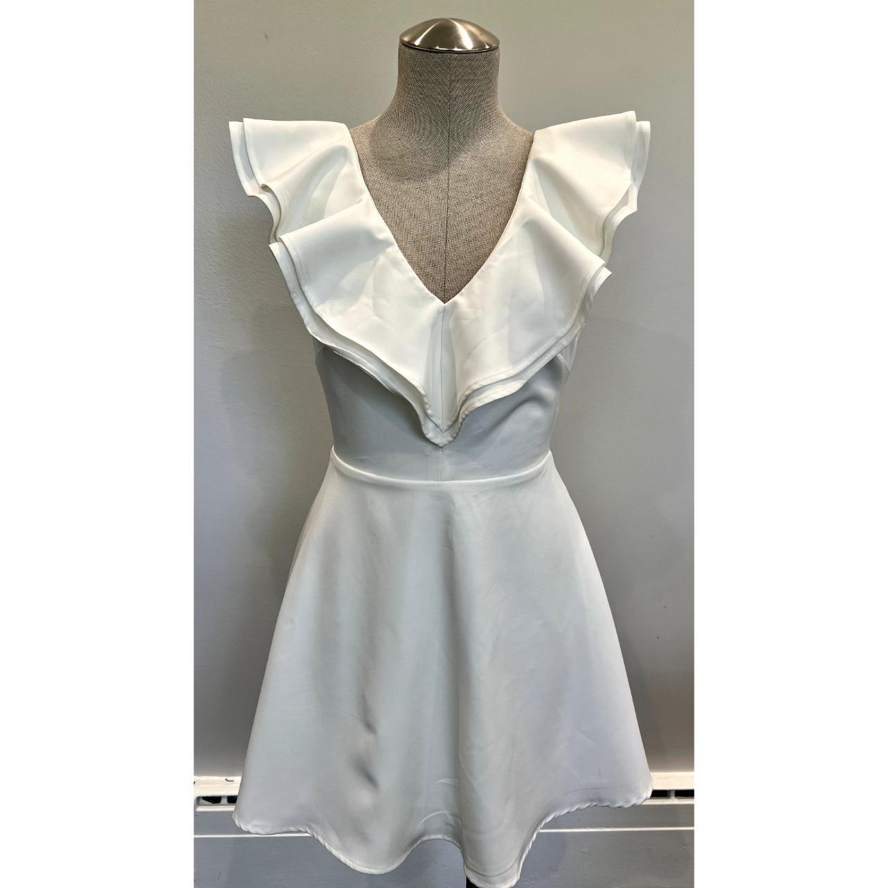White Mini Dress - Ruffled Dress - Short Sleeve Skater Dress - Lulus