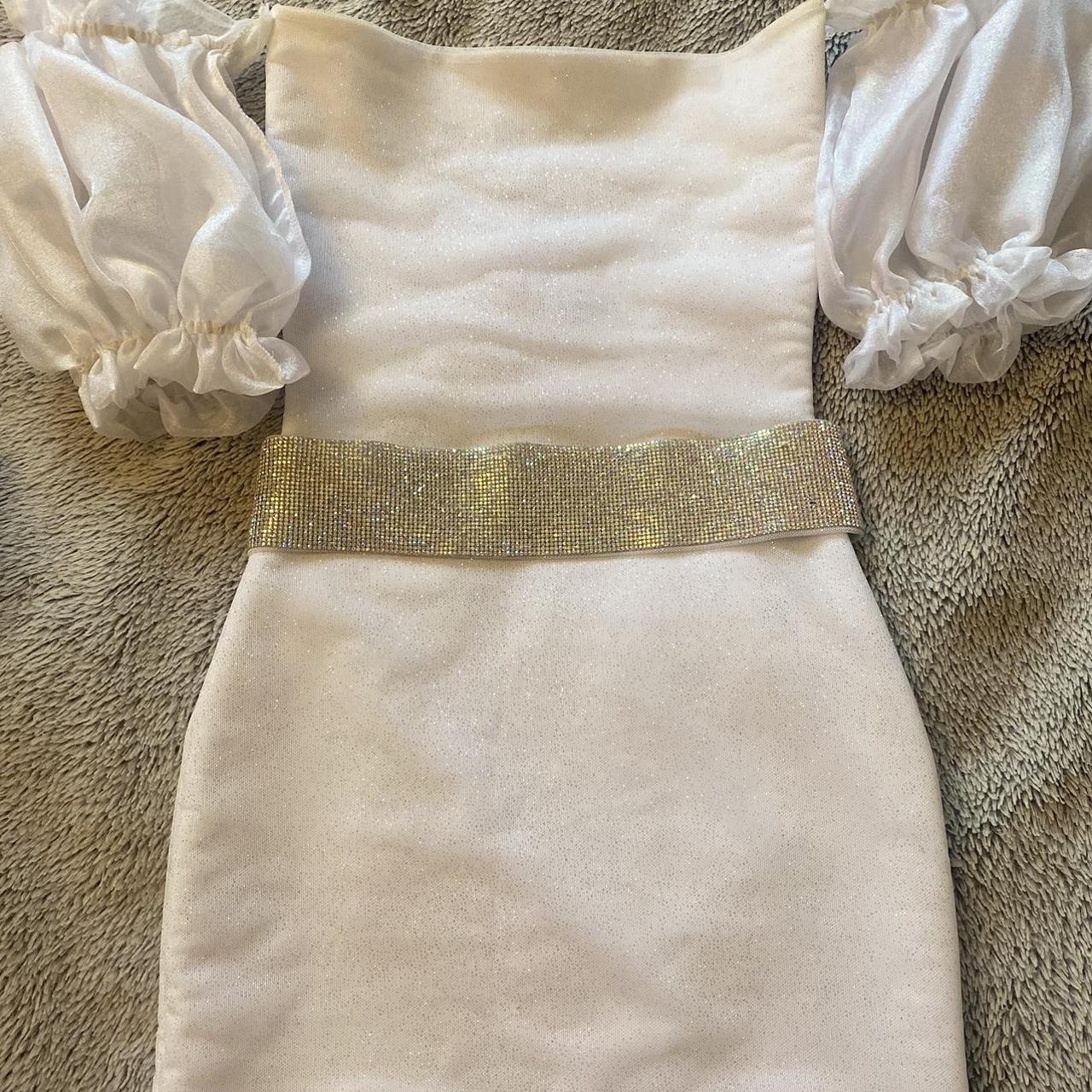 white seraphina collection glitter dress with puff... - Depop