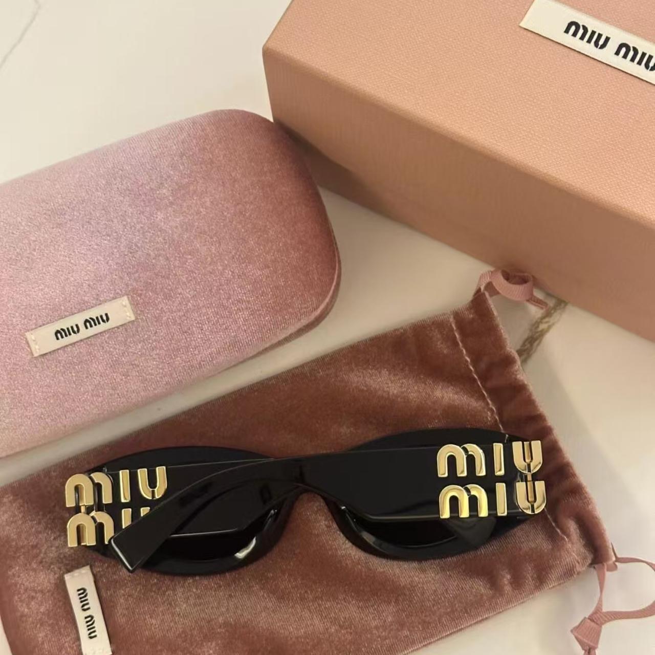Miu Miu Women's Oversized Sunglasses - Black/Gold… - image 3