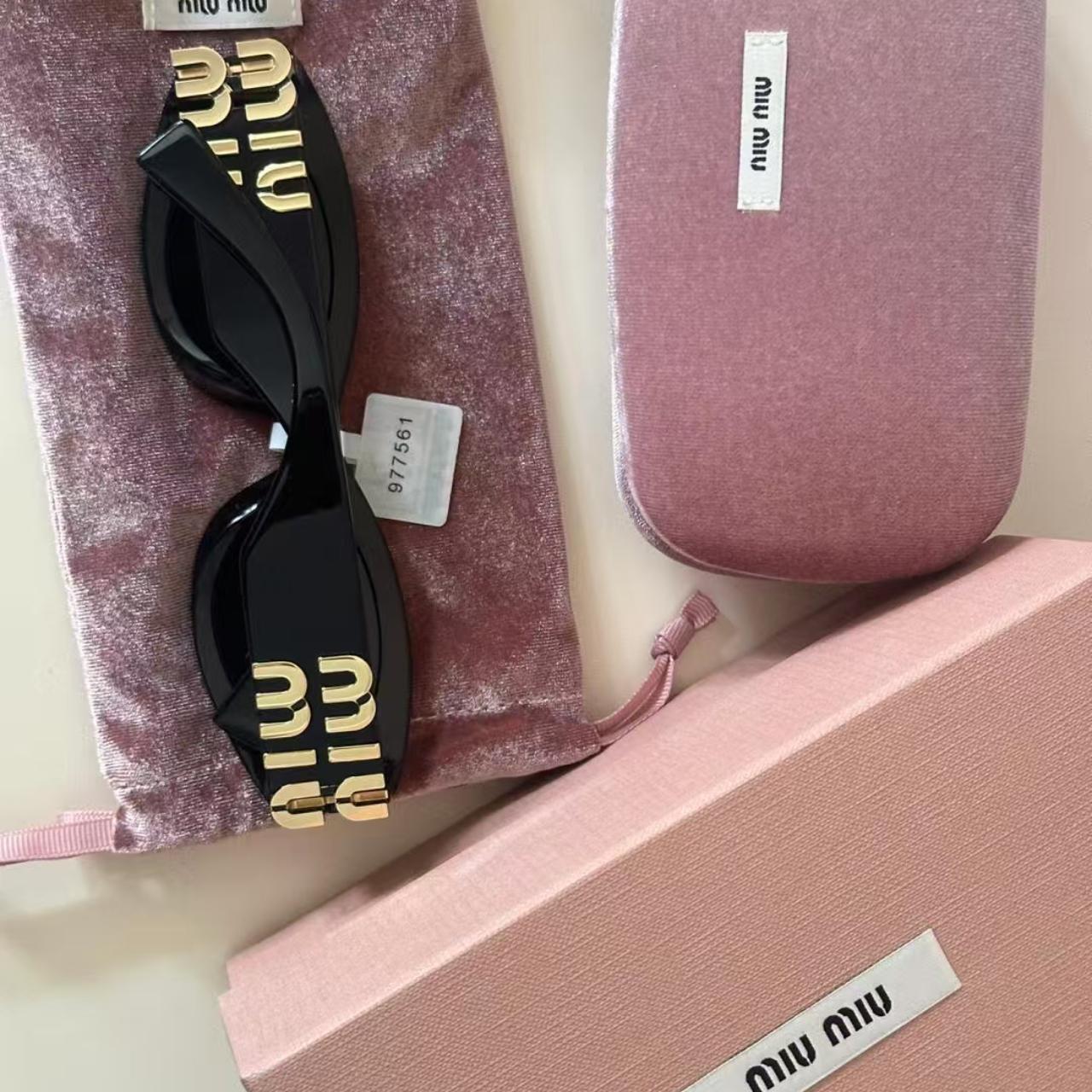 Miu Miu Women's Oversized Sunglasses - Black/Gold… - image 1