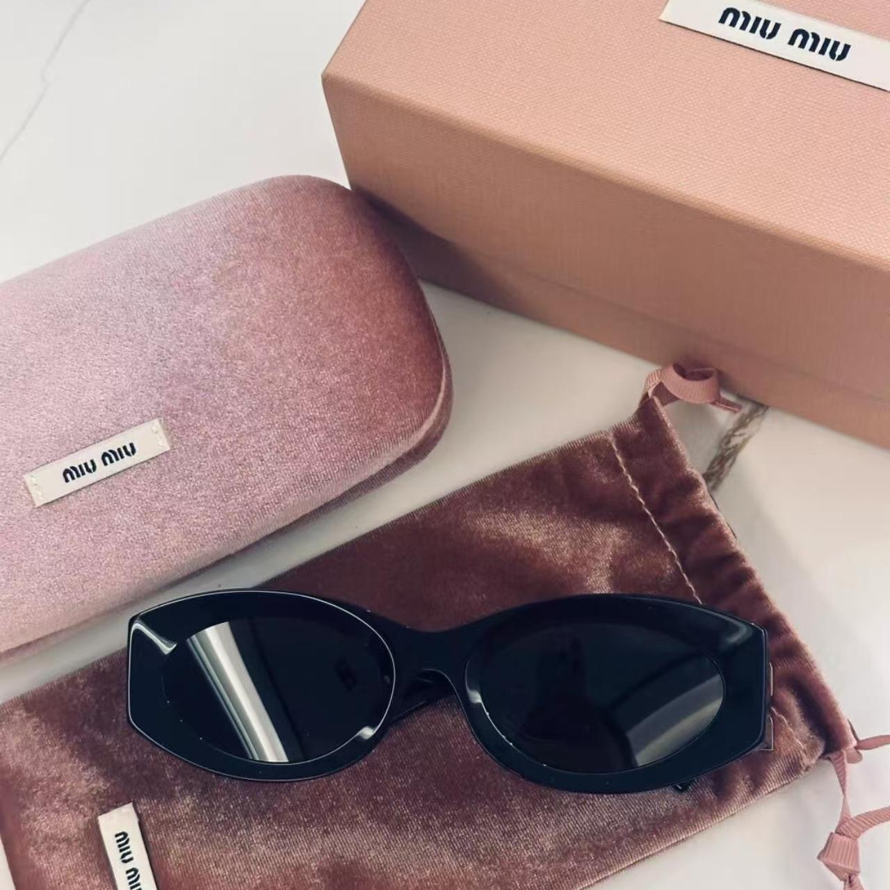 Miu Miu Women's Oversized Sunglasses - Black/Gold… - image 2