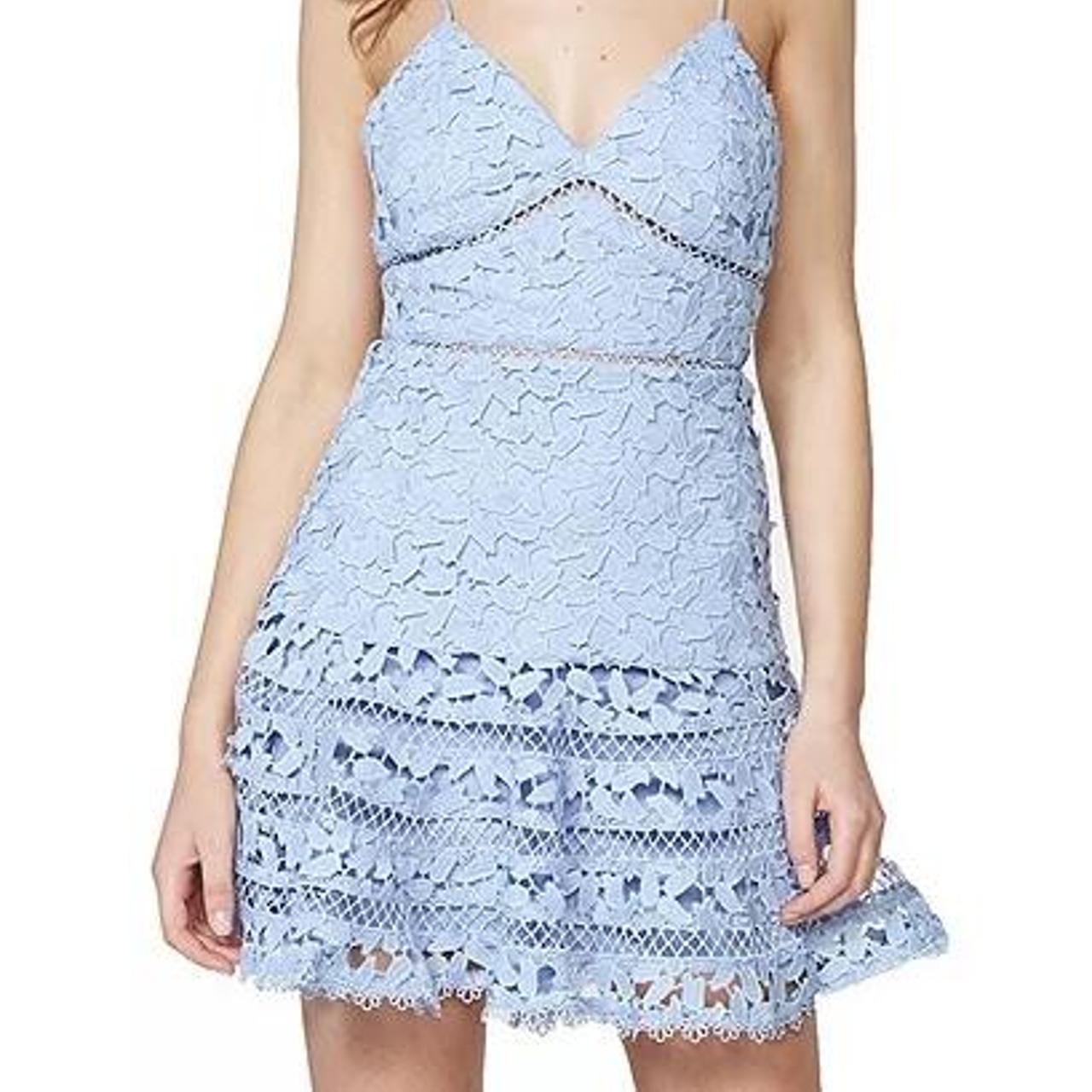 bardot lace dress blue