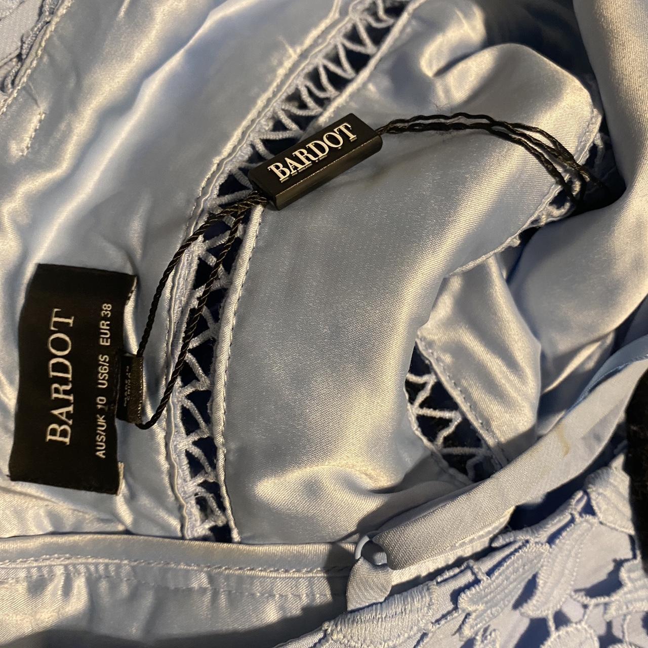 bardot lace dress blue