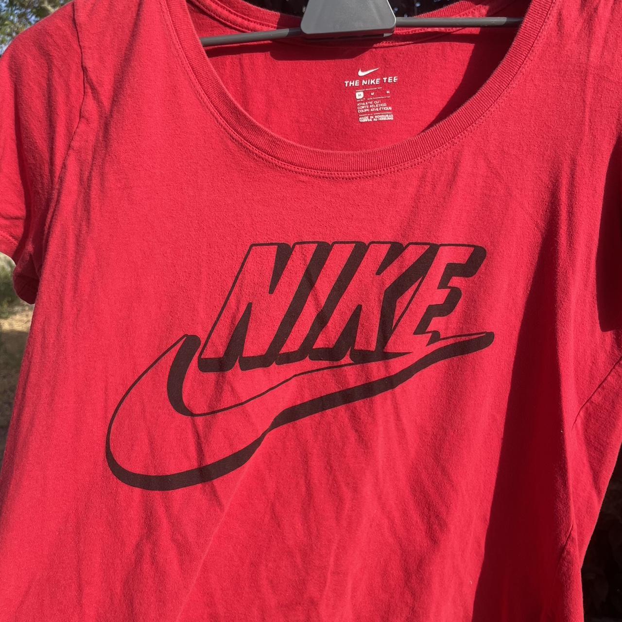 Red and black nike shirt womens cheap