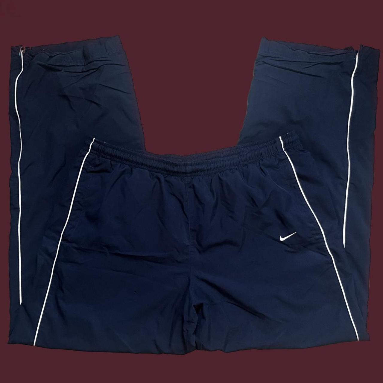 Vintage Nike navy blue parachute pants size men XL - Depop