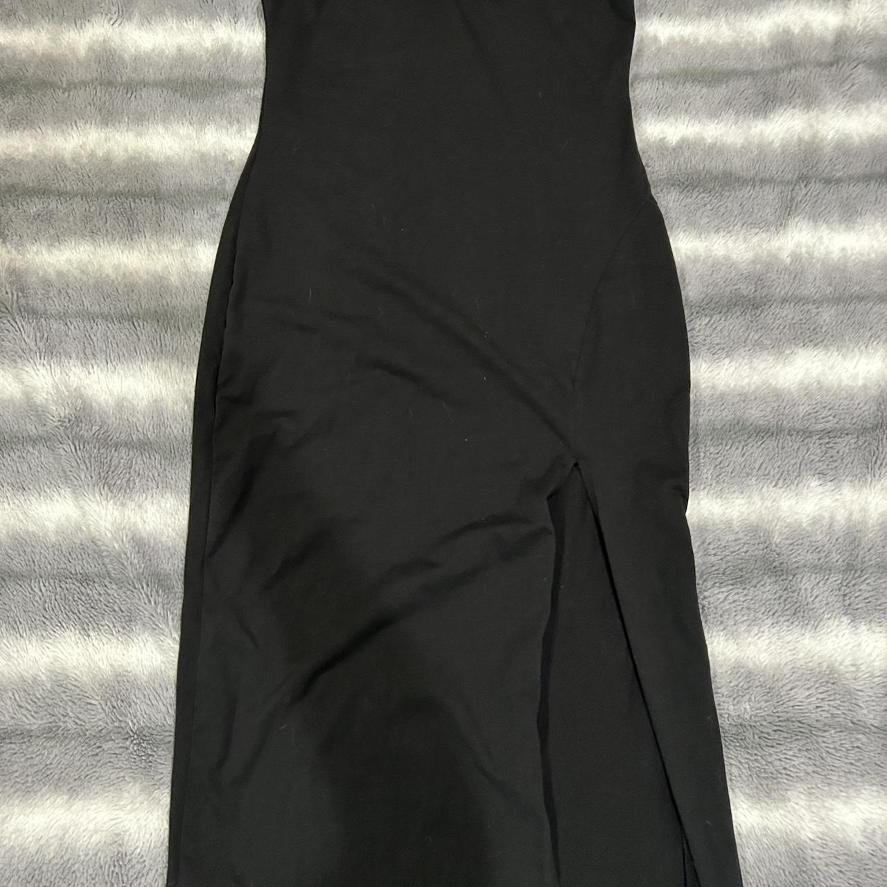 long black dress with slit down the leg, shien brand... - Depop