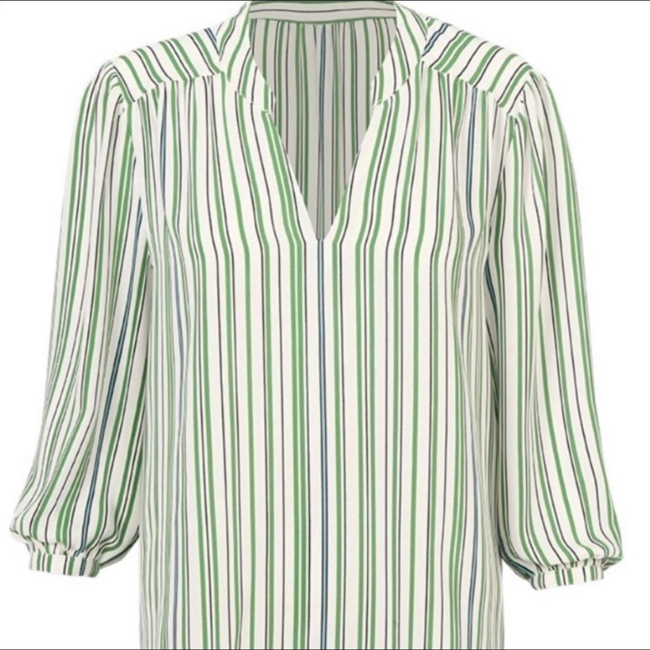 Cabi Women's Green and White Blouse