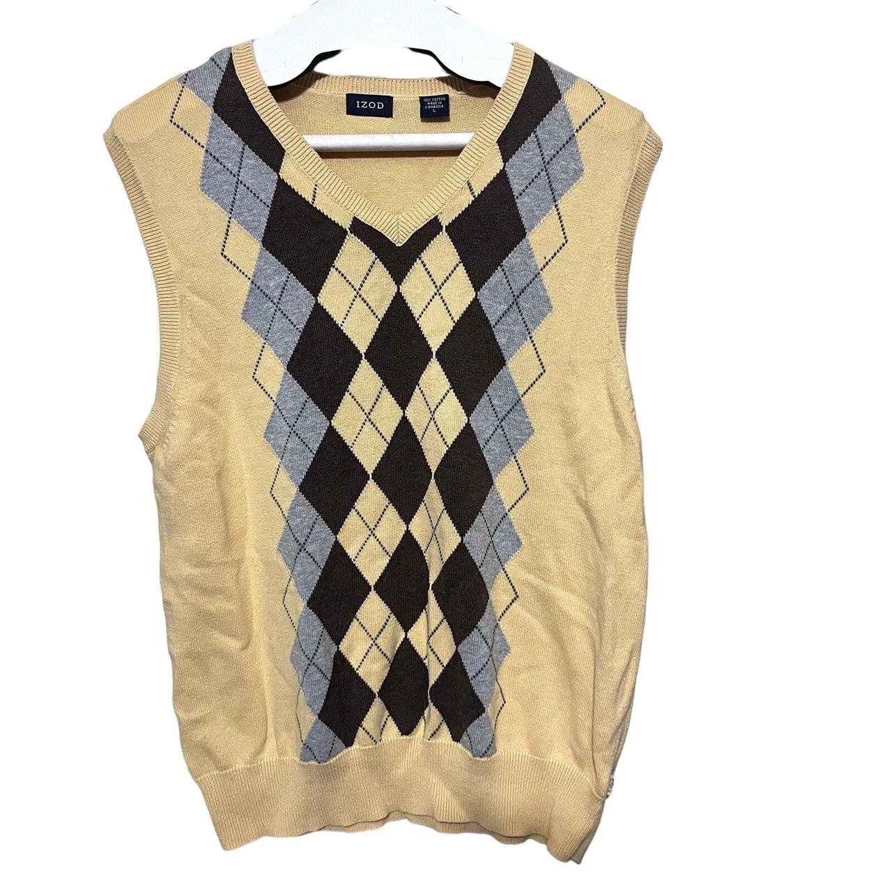 Izod Sweater Vest Mens L Yellow Argyle Preppy. Depop