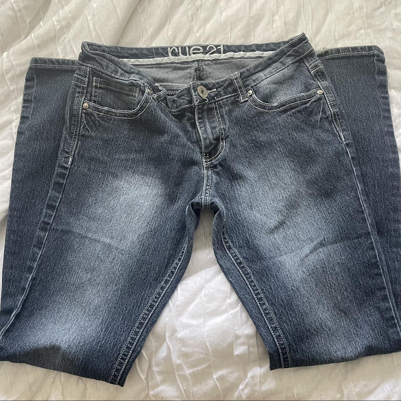 mid rise dark wash jeans with gold accents #y2k #gold - Depop