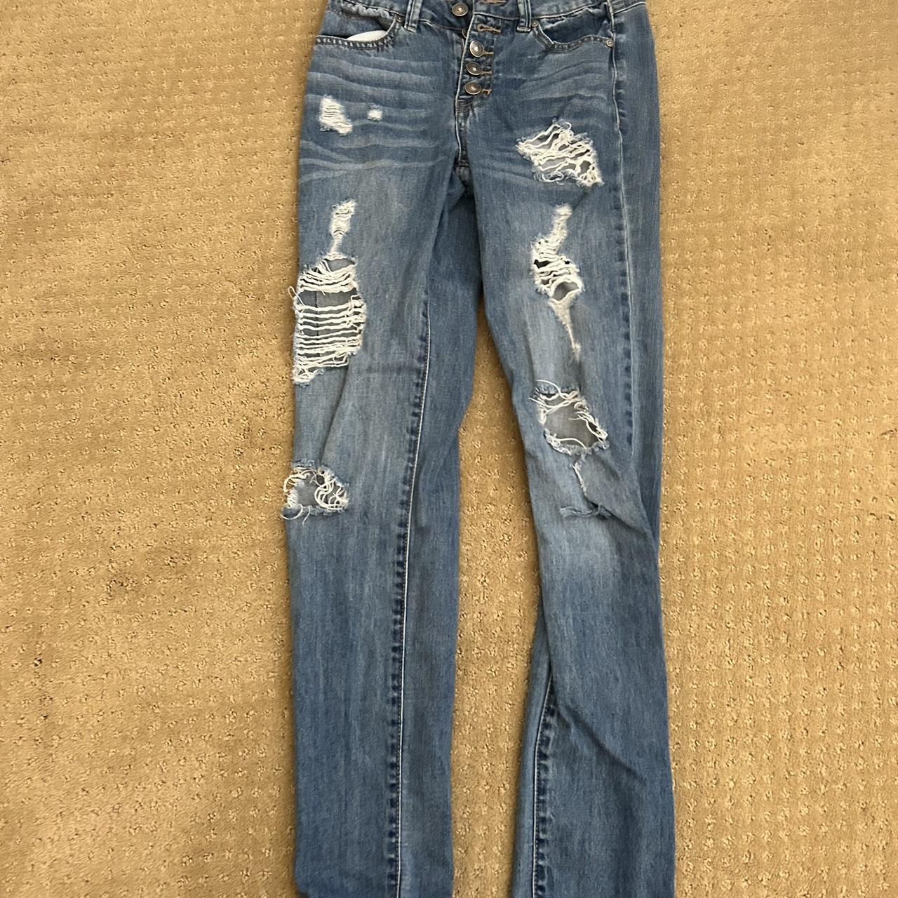ripped jeans, brand : rewash size 0, waist:24 inches - Depop
