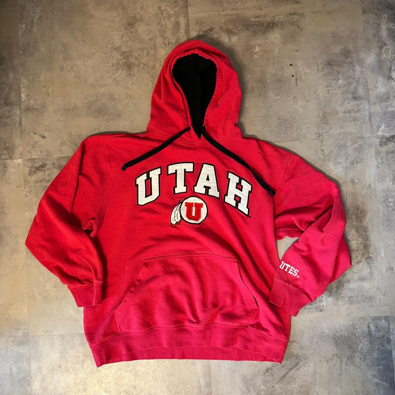 Red University of Utah Utes Men’s Hoodie Size L W... - Depop