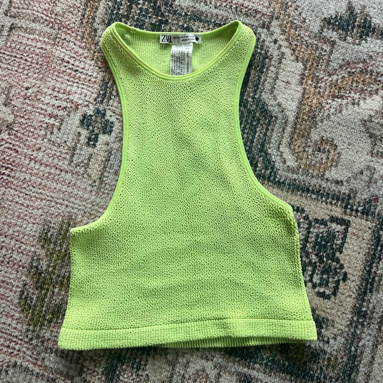 Zara Women's Green and Blue Vest Depop