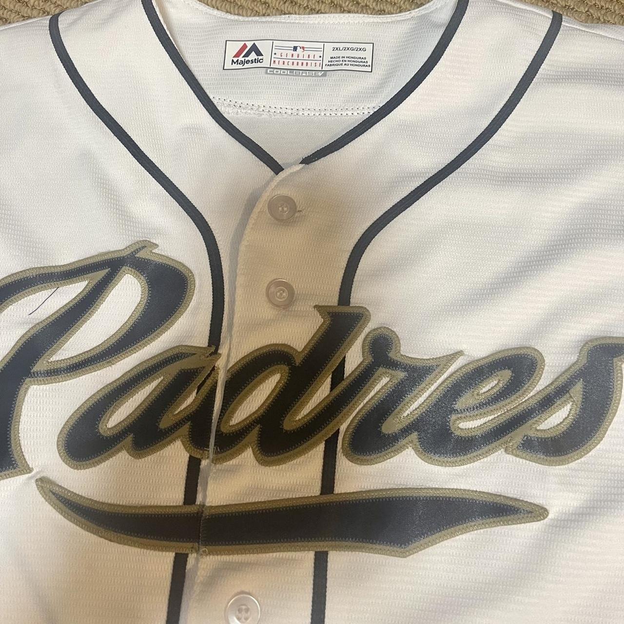 White San Diego Padres basbeball jersey Majestic - Depop