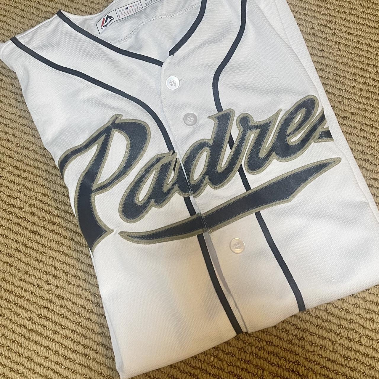 White San Diego Padres basbeball jersey Majestic - Depop