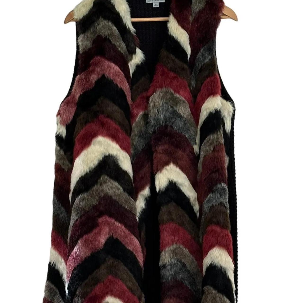 Chevron faux outlet fur vest