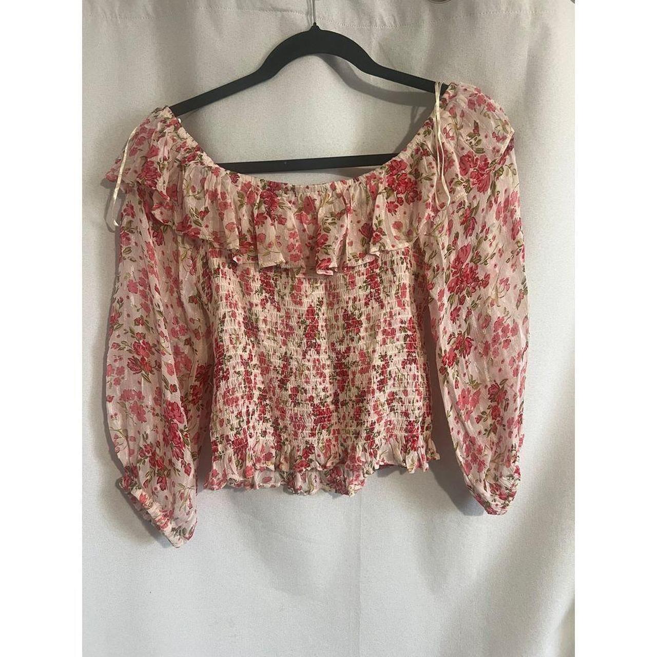 Zara smock Top Size xs Floral cropped blouse zara