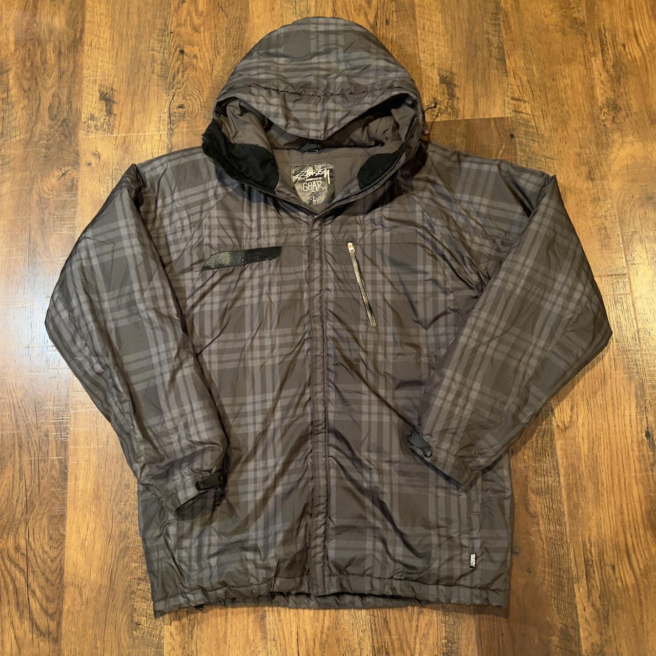 ジャケット・アウター STUSSY PLAID HOODED JACKET Stussy Wool Plaid Work Jacket Charcoal Men's - FW24 - US
