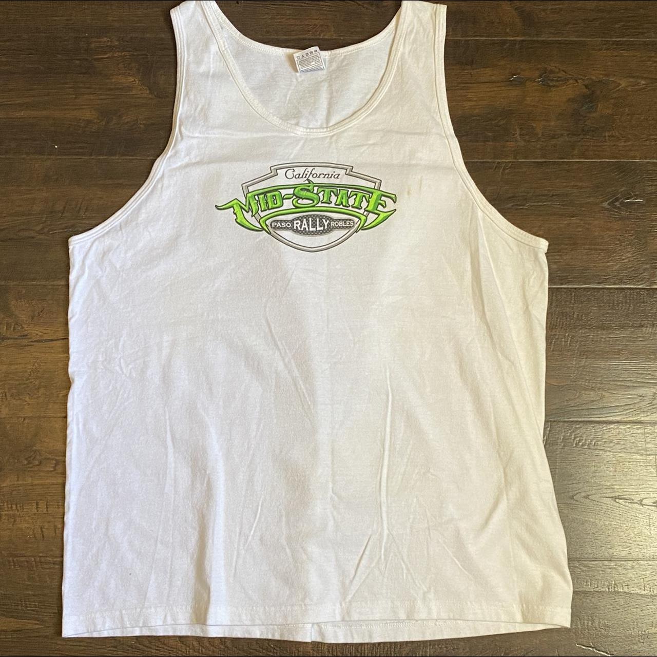 Fruit of the Loom Men's Green and White T-shirt | Depop