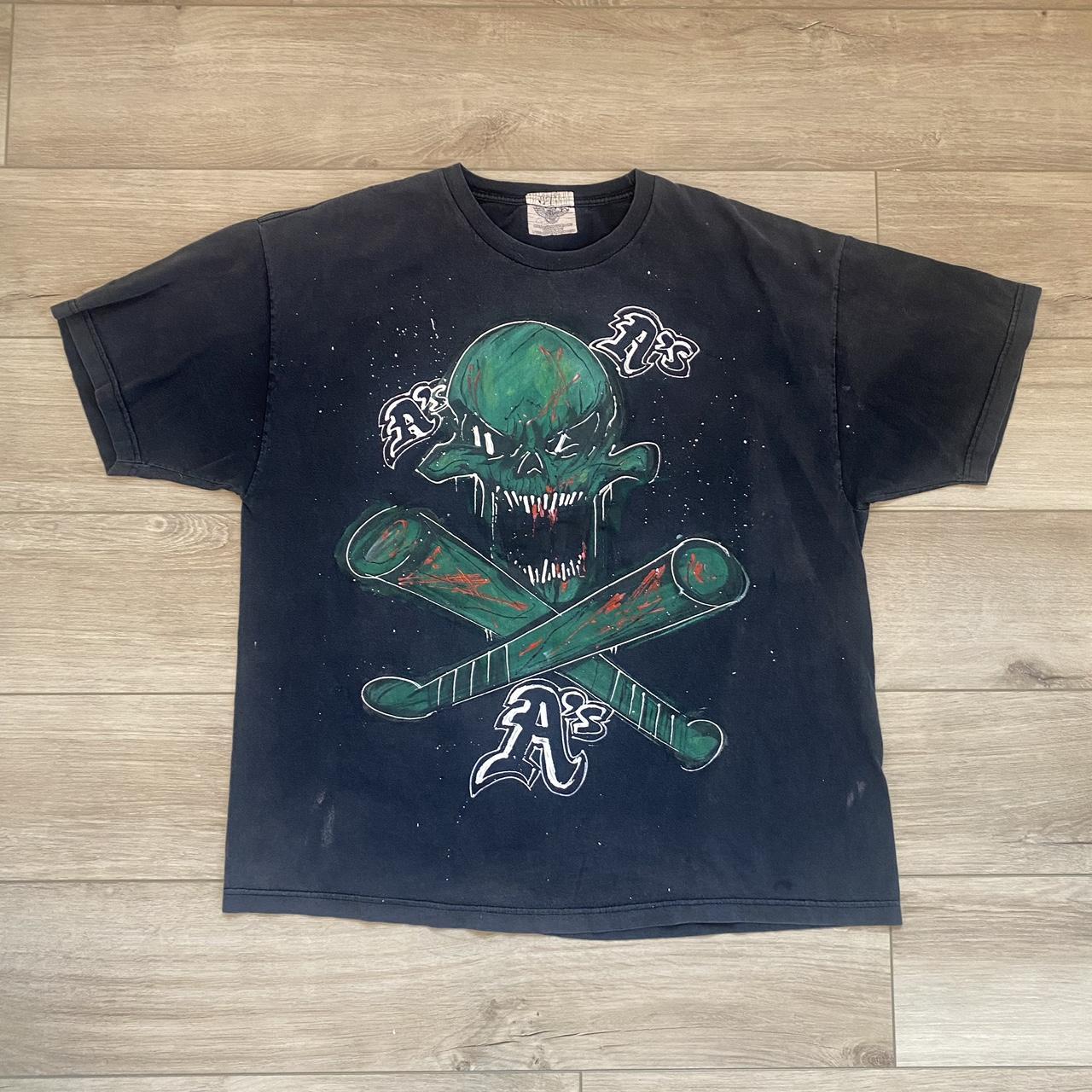 Oakland a's hot sale skull shirt