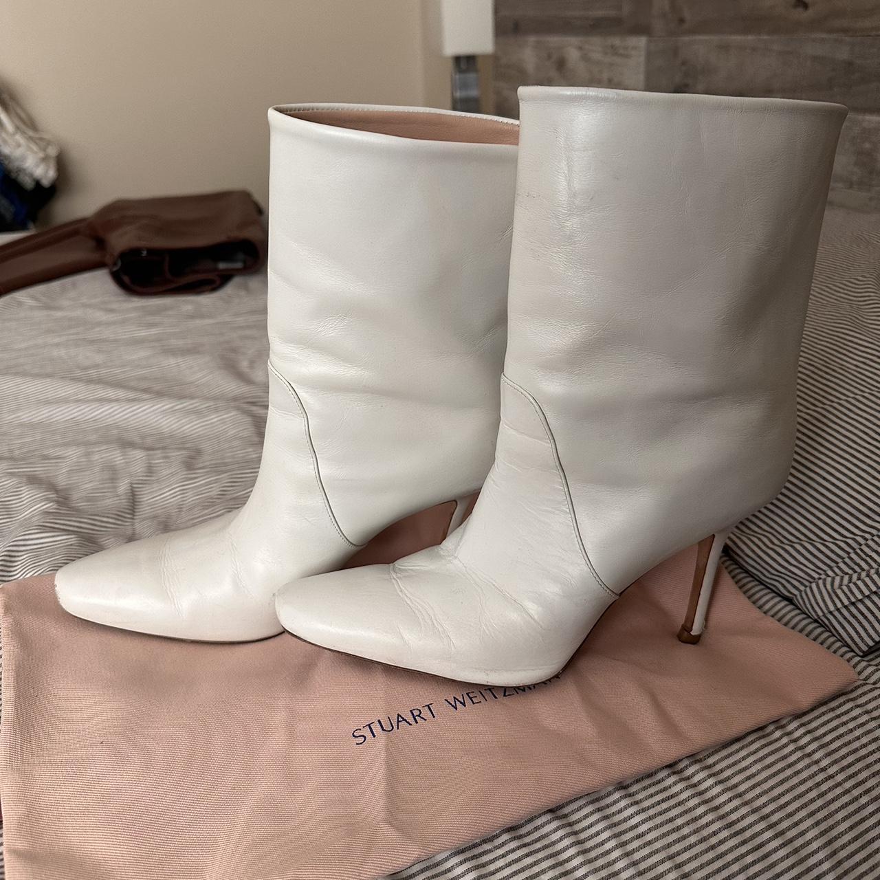 Stuart weitzman white outlet ankle boots